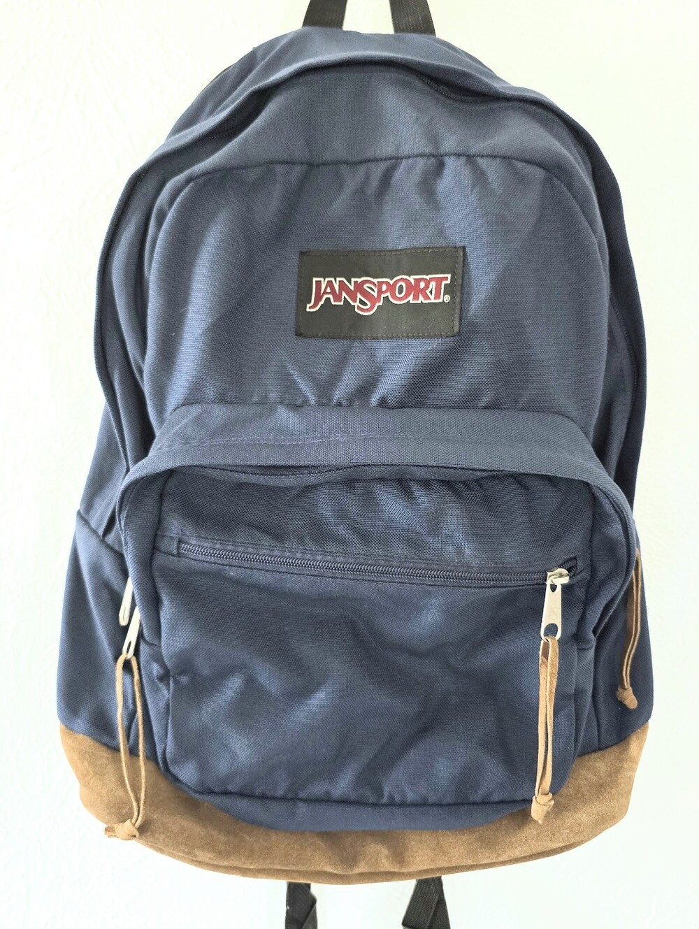 Vintage Jansport Navy Backpack with Tan Suede Bottom